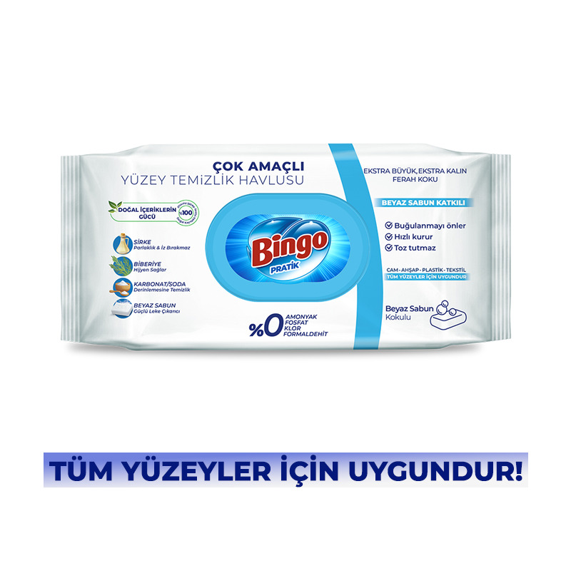 Bingo Yüzey Temizlik Havlusu 96 Adet Beyaz Sabun - 4