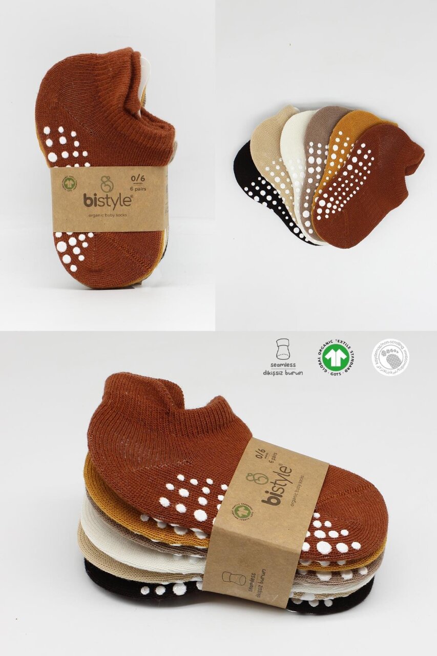 Bistyle 6'Lı Sneakers Kaymaz Penye Çorap 20102 Toprak - 6
