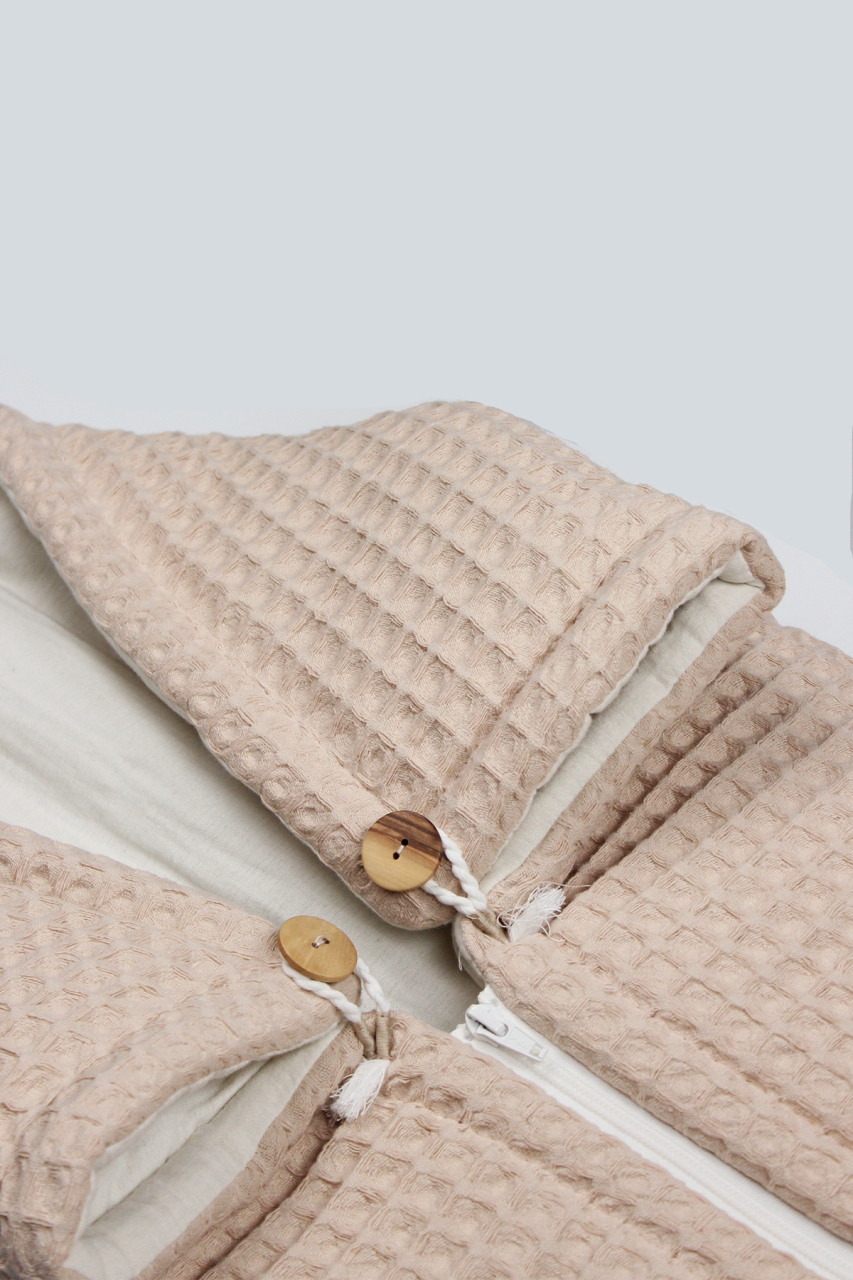 بطانية بيكيه طبيعية بسحاب من بيستايل، مقاس 70114، بيج - 2