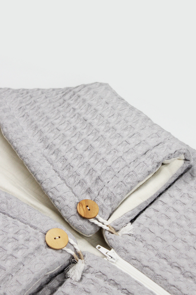 بطانية بيكيه طبيعية بسحاب من بيستايل، مقاس 70114، رمادية - 2