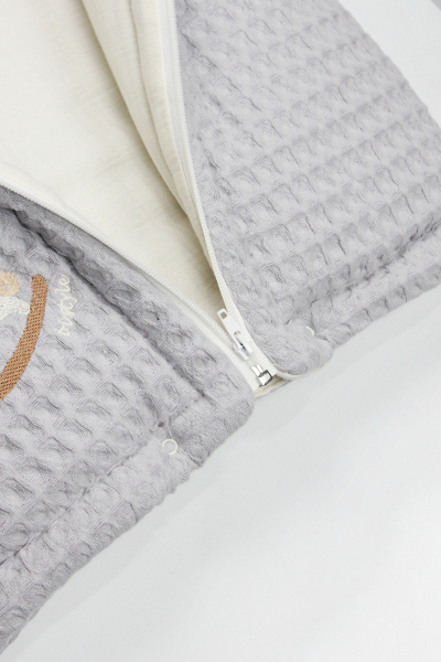 بطانية بيكيه طبيعية بسحاب من بيستايل، مقاس 70114، رمادية - 4