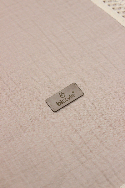 بطانية موسلين عضوية من بيستايل، مقاس 80×90، مزخرفة بخطوط صدفية، لون بيج، 70112 - 2