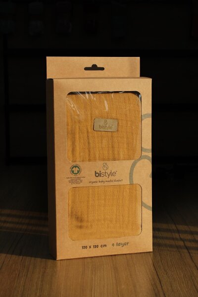 Bistyle Müslin Battaniye 120x120 Cm 70101 Hardal - 5