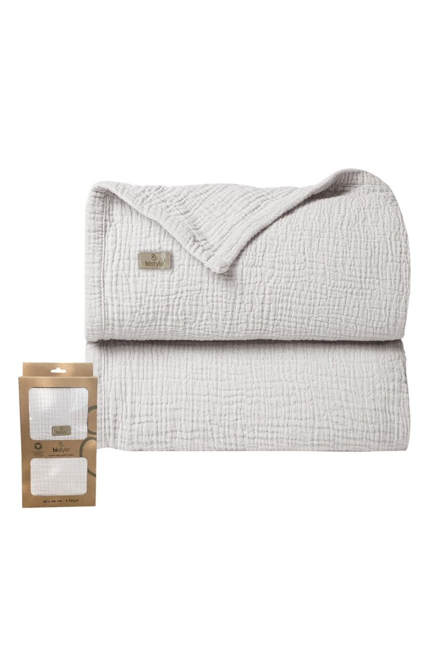 بطانية موسلين ثنائية الطراز 120 × 120 سم 70101 حجري - 1