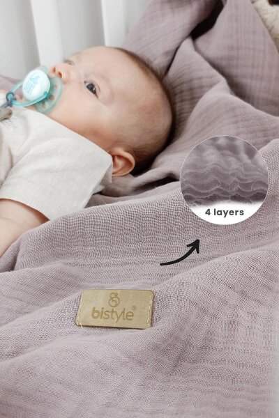 Bistyle Müslin Battaniye 120x120 Cm 70101 Antrasit - 3