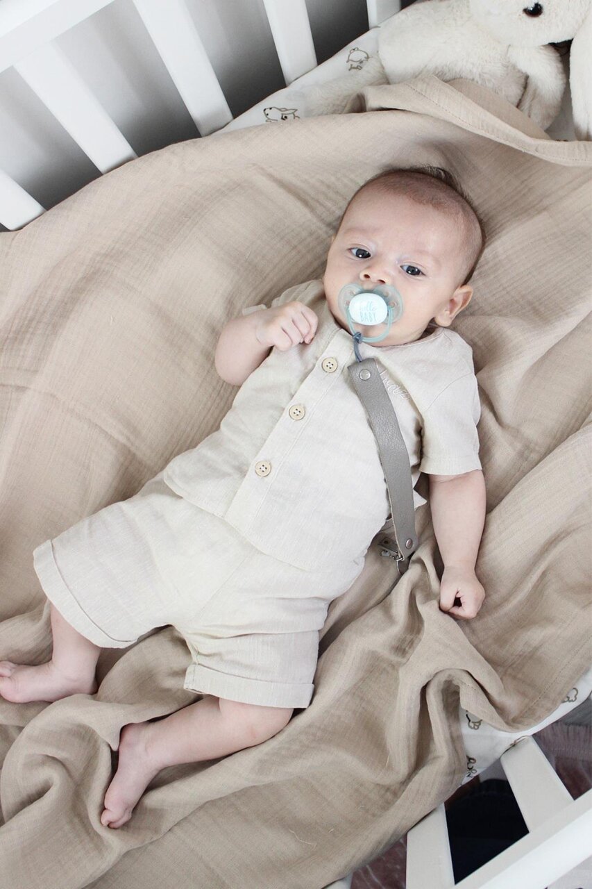 بطانية موسلين ثنائية التصميم 120 × 120 سم 70101 بيج - 2