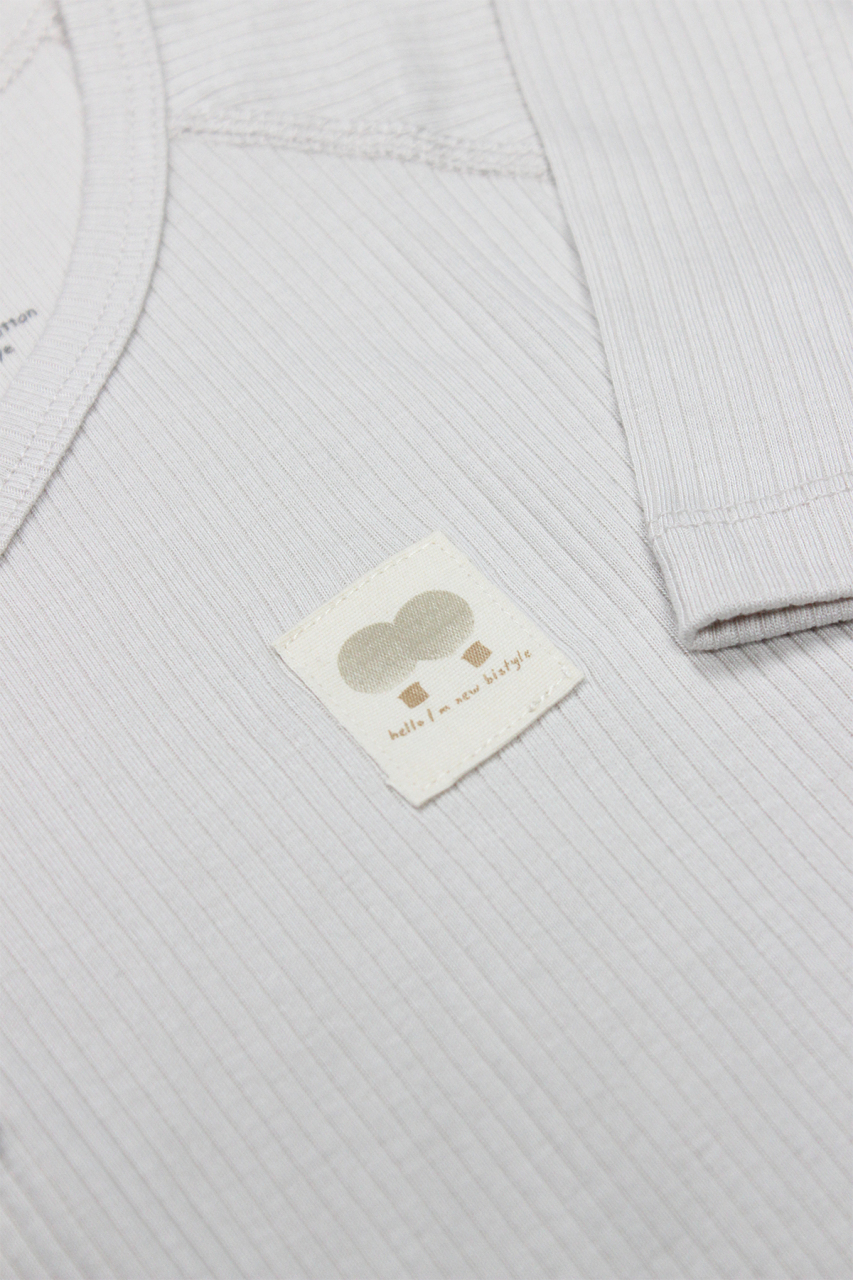 بدلة جسم ثنائية الصدر بأكمام طويلة من مودال عضوي بتصميم بالونات طائرة BS17121 بيج - 2