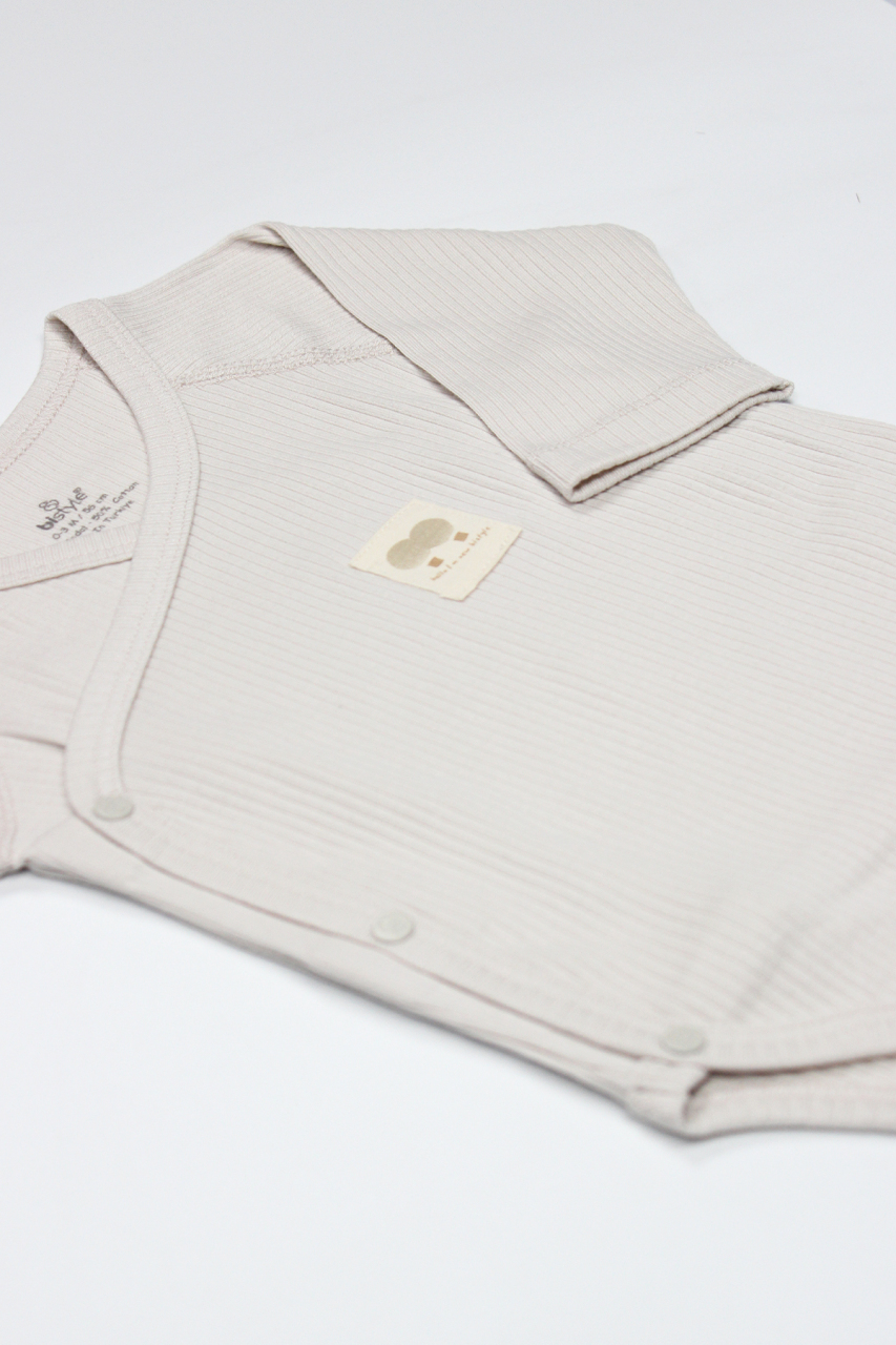 بدلة جسم ثنائية الصدر بأكمام طويلة من مودال عضوي بتصميم بالونات طائرة BS17121 بيج - 4