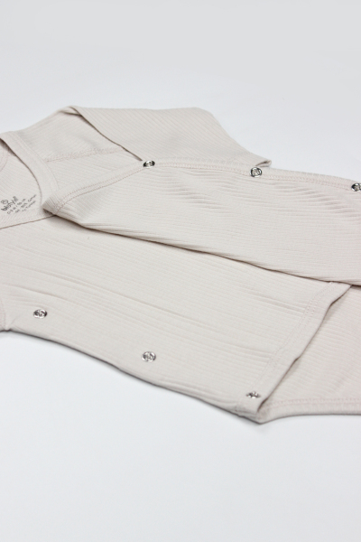 بدلة جسم ثنائية الصدر بأكمام طويلة من مودال عضوي بتصميم بالونات طائرة BS17121 بيج - 5