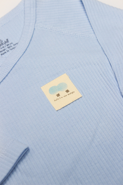 بدلة جسم ثنائية الصدر بأكمام طويلة من قماش البالونات الطائرة العضوي من Bistyle BS17121 أزرق - 3