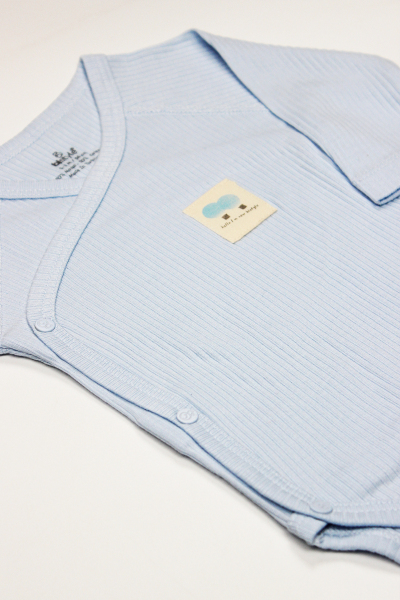 بدلة جسم ثنائية الصدر بأكمام طويلة من قماش البالونات الطائرة العضوي من Bistyle BS17121 أزرق - 4