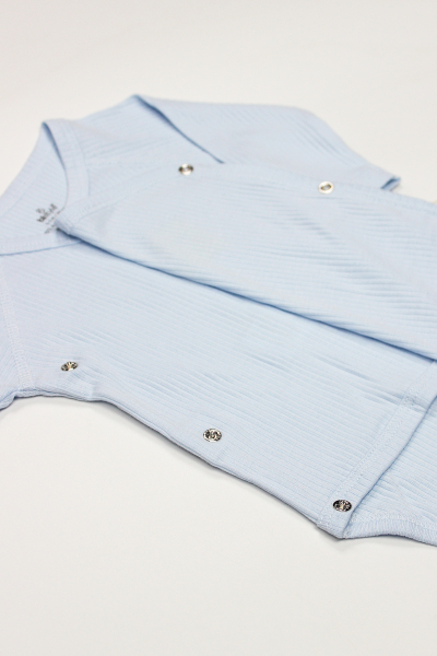 بدلة جسم ثنائية الصدر بأكمام طويلة من قماش البالونات الطائرة العضوي من Bistyle BS17121 أزرق - 5