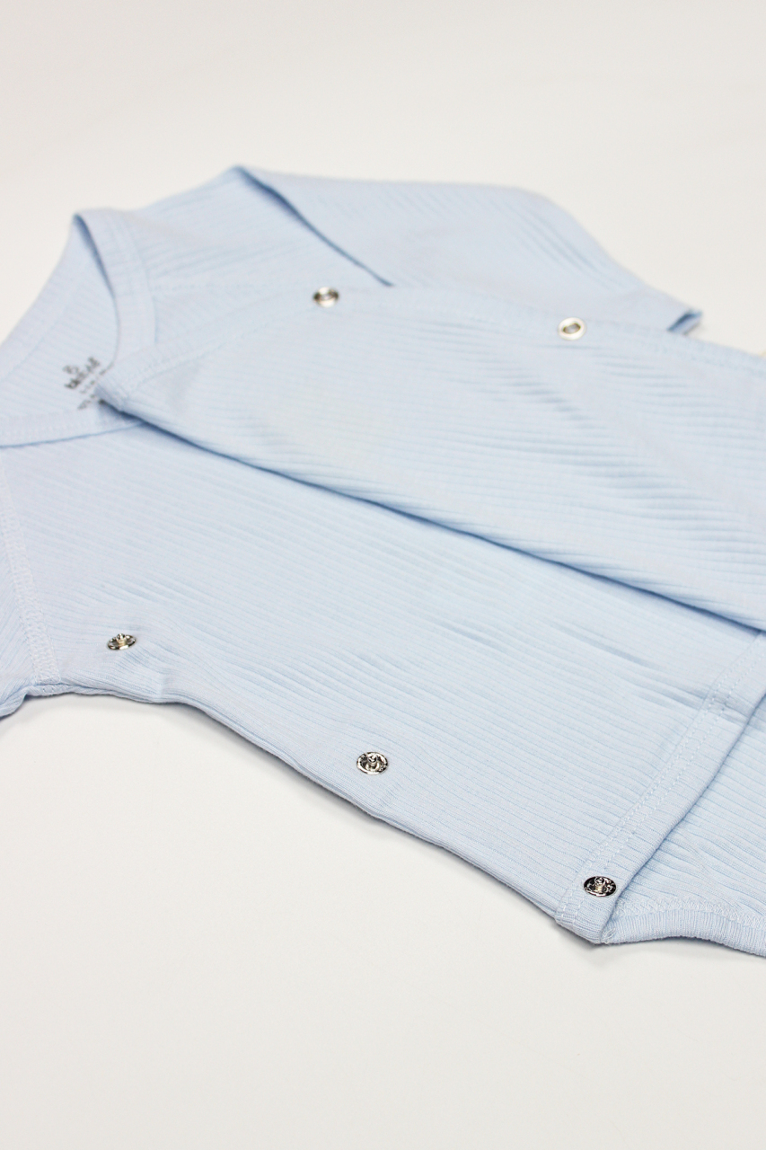 بدلة جسم ثنائية الصدر بأكمام طويلة من قماش البالونات الطائرة العضوي من Bistyle BS17121 أزرق - 5