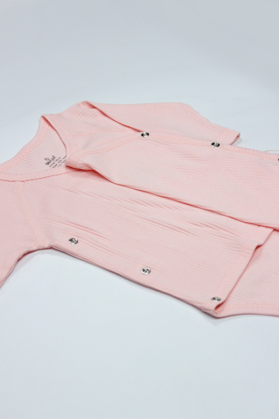 بدلة جسم ثنائية الصدر بأكمام طويلة من قماش البالونات الطائرة العضوي من Bistyle BS17121 وردي - 5