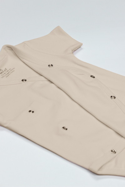 بدلة جسم بيستايل العضوية الطبيعية الأساسية ذات الصدر المزدوج ونصف الأكمام BS17101 بيج - 4