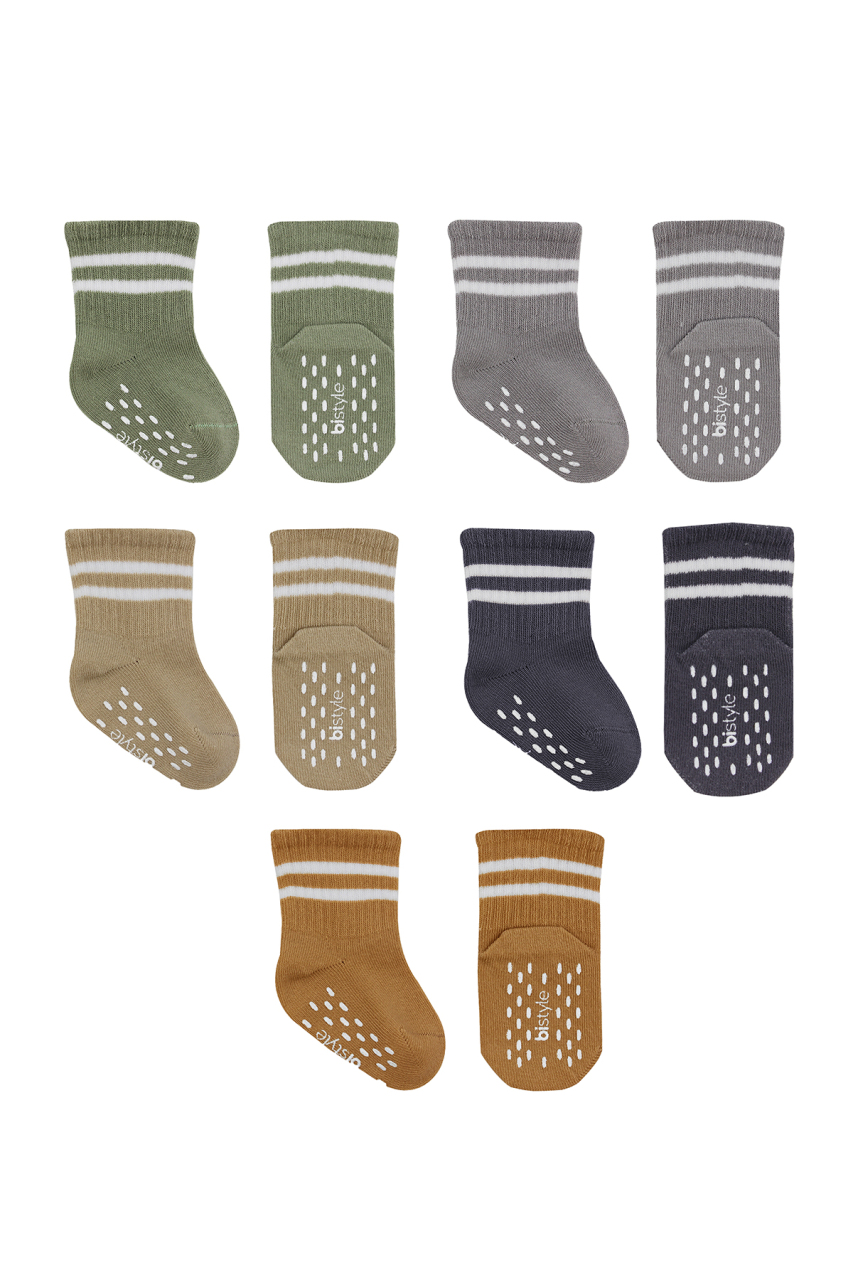 جوارب دائرية مانعة للانزلاق من القطن الممشط من بيستايل، عبوة من 5 قطع، 10122 بيج - 4