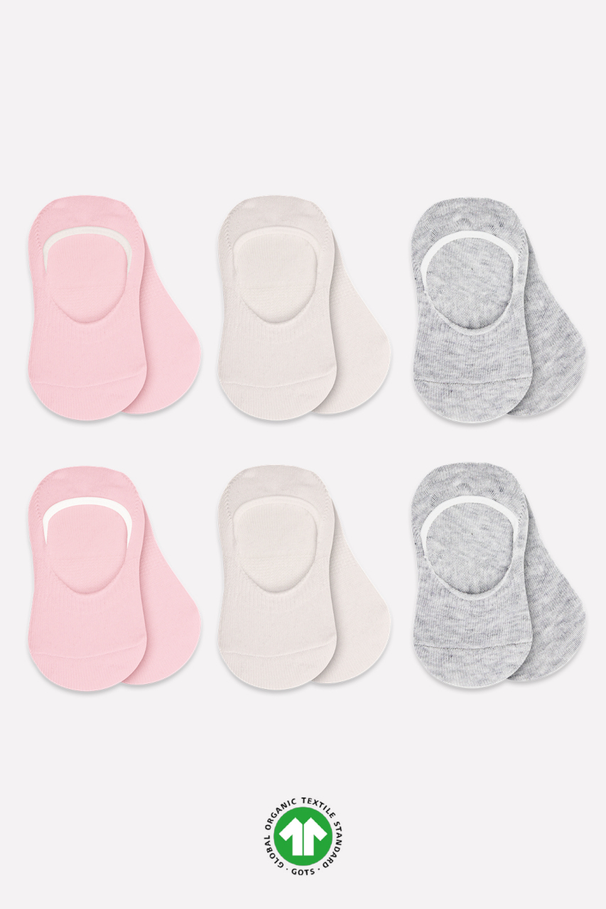 جوارب باليرينا من السيليكون القطنية الممشطة من بيستايل، عبوة من 6 قطع، 30101 وردي فاتح رمادي فاتح - 1