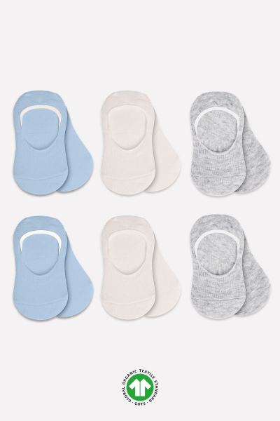 جوارب باليرينا من السيليكون القطنية الممشطة من بيستايل، عبوة من 6 قطع، 30101 أزرق فاتح رمادي - Bistyle
