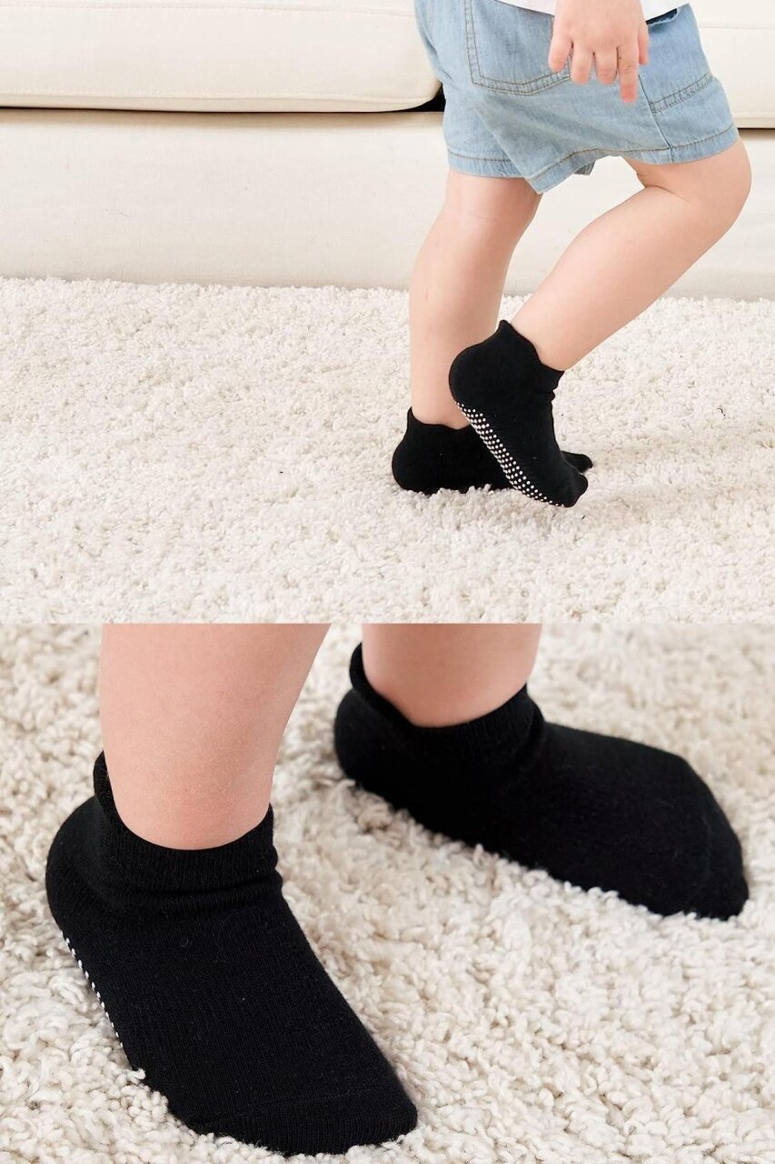 حذاء رياضي من 6 قطع من بيستايل، جوارب قطنية ممشطة مانعة للانزلاق، 20102 رمادي، أبيض، أسود - 5