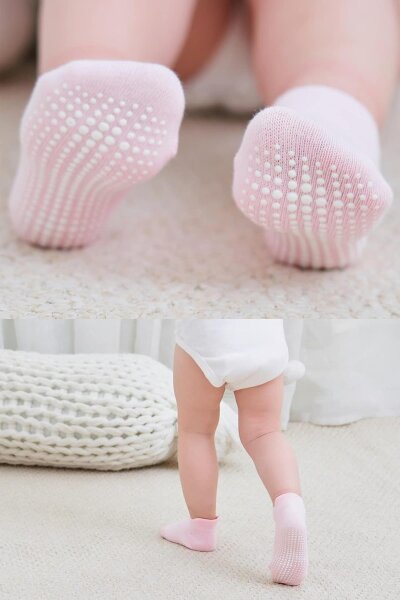 مجموعة من 6 أحذية رياضية من Bistyle وجوارب قطنية ممشطة مانعة للانزلاق 20102 وردي مغبر - 5