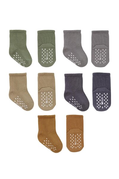 جوارب كاحل سادة غير قابلة للانزلاق من القطن الممشط من بيستايل، عبوة من 5 قطع، 10121 أخضر - 2