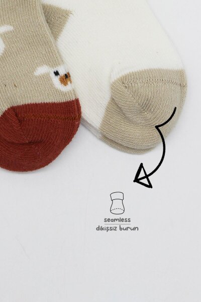 جوارب الكاحل من القطن الممشط من لوف دوج، قطعتان، لون بيج، 10118 - 3