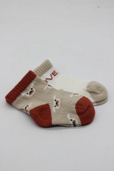 جوارب الكاحل من القطن الممشط من لوف دوج، قطعتان، لون بيج، 10118 - 4