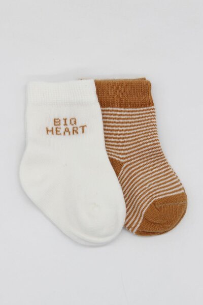 جوارب كاحل قطنية ممشطة بتصميم قلب كبير من بيستايل، عبوة من قطعتين، 10117 لون خردل - 2