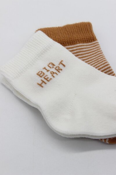 جوارب كاحل قطنية ممشطة بتصميم قلب كبير من بيستايل، عبوة من قطعتين، 10117 لون خردل - 4