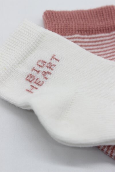 جوارب كاحل قطنية ممشطة بتصميم قلب كبير من بيستايل، عبوة من قطعتين، 10117 بودرة - 4