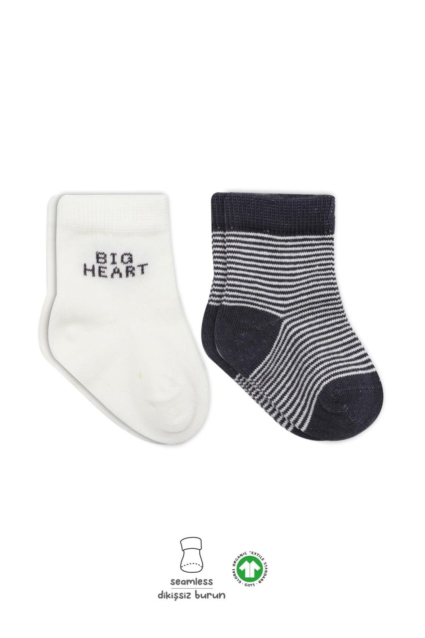 جوارب كاحل قطنية ممشطة بتصميم قلب كبير من بيستايل، عبوة من قطعتين، لون أنثراسيت، 10117 - 1