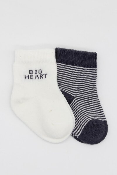 جوارب كاحل قطنية ممشطة بتصميم قلب كبير من بيستايل، عبوة من قطعتين، لون أنثراسيت، 10117 - 2