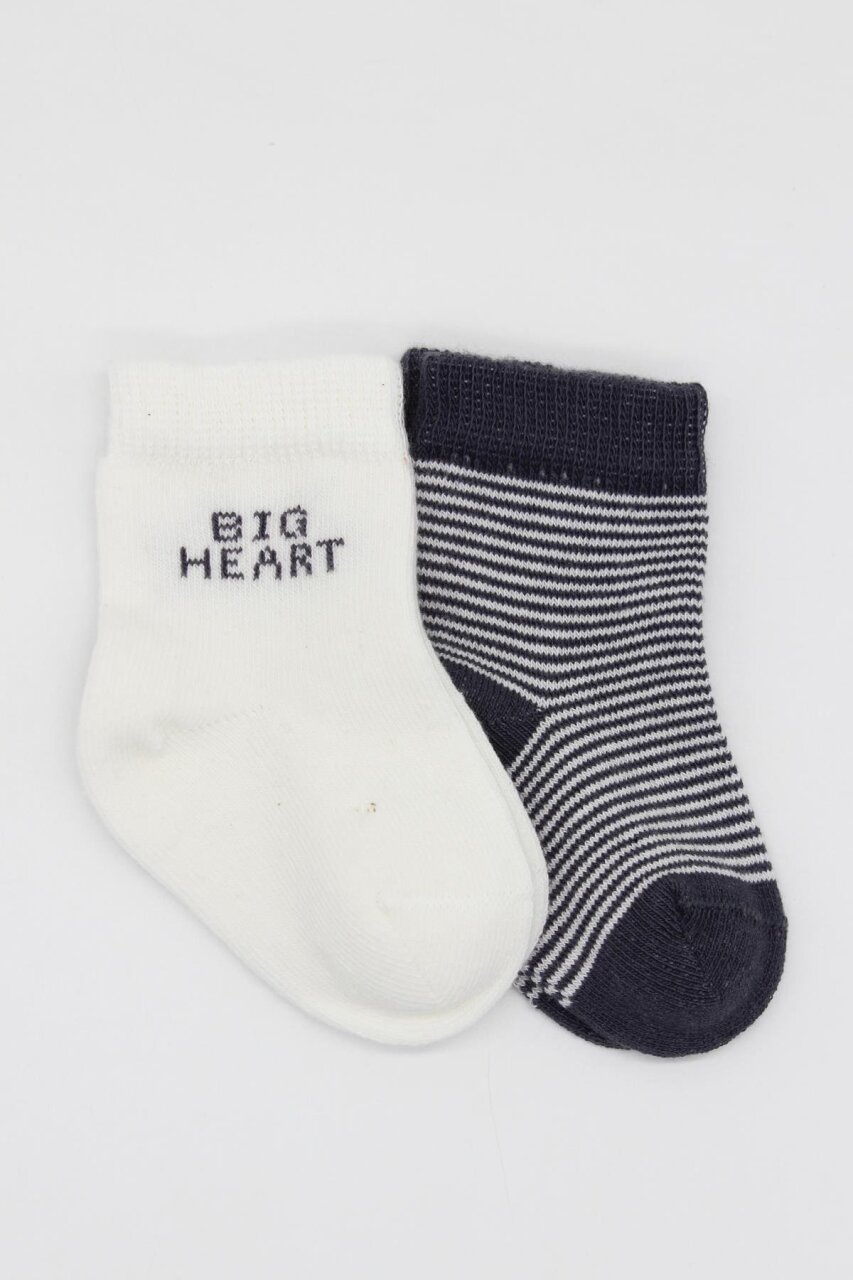 جوارب كاحل قطنية ممشطة بتصميم قلب كبير من بيستايل، عبوة من قطعتين، لون أنثراسيت، 10117 - 2