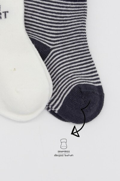 جوارب كاحل قطنية ممشطة بتصميم قلب كبير من بيستايل، عبوة من قطعتين، لون أنثراسيت، 10117 - 3