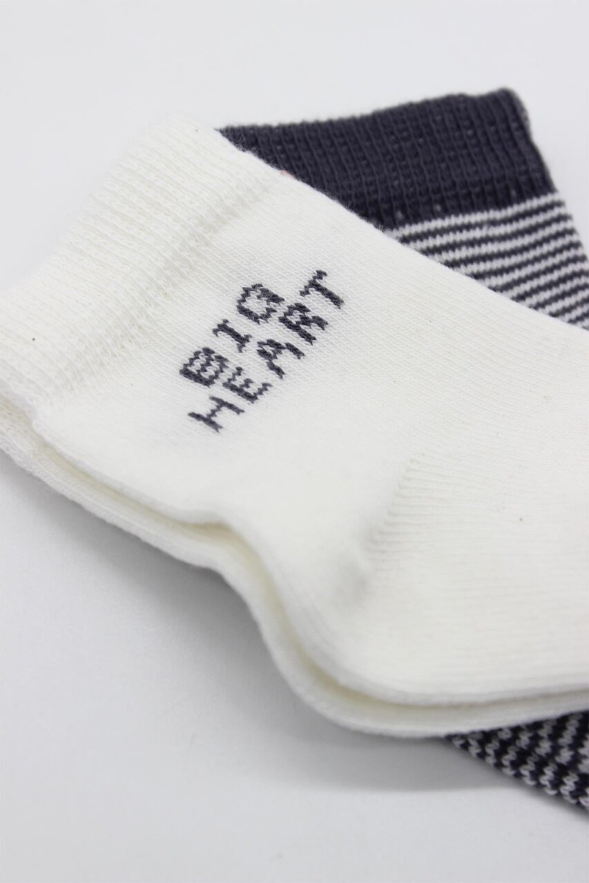 جوارب كاحل قطنية ممشطة بتصميم قلب كبير من بيستايل، عبوة من قطعتين، لون أنثراسيت، 10117 - 4