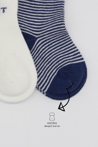 جوارب كاحل قطنية ممشطة بتصميم قلب كبير من بيستايل، عبوة من قطعتين، 10117، أزرق داكن - 4