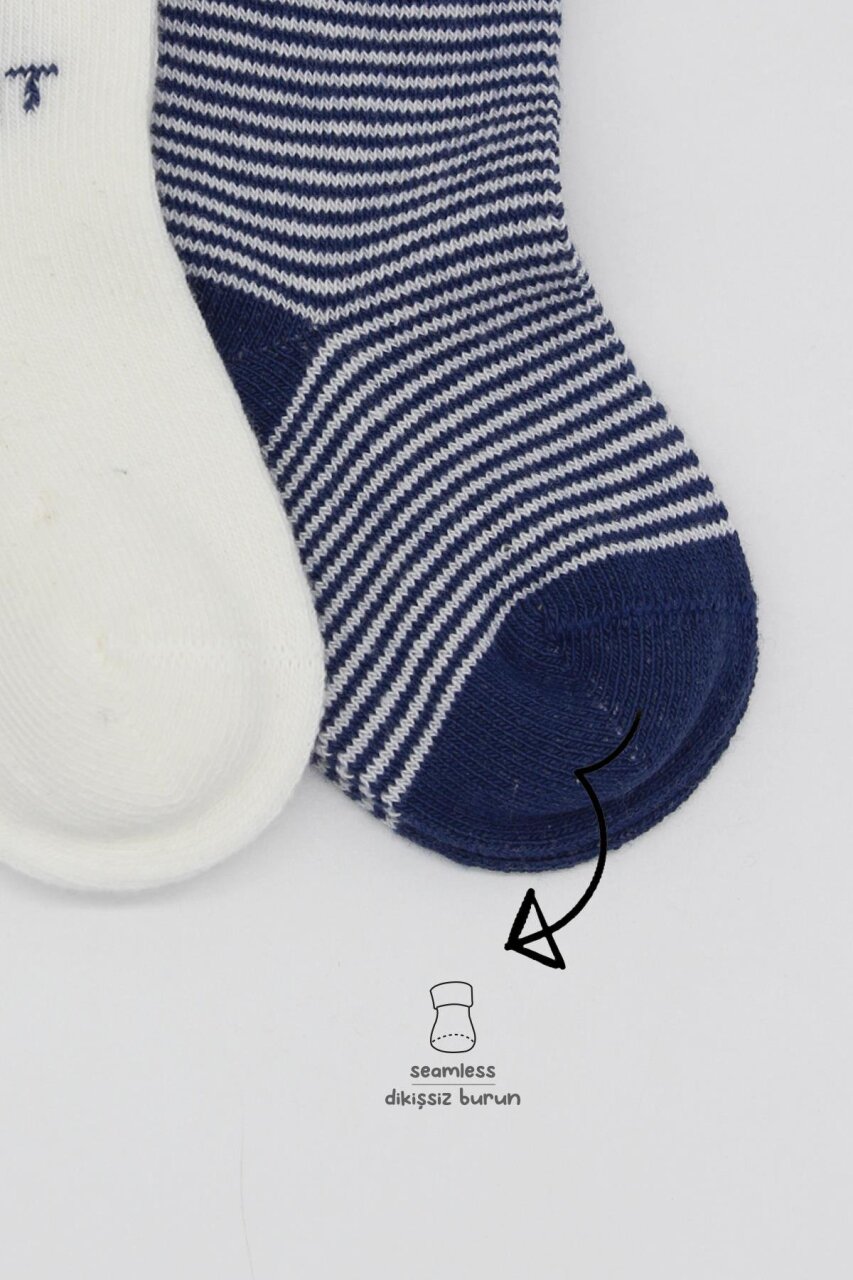 جوارب كاحل قطنية ممشطة بتصميم قلب كبير من بيستايل، عبوة من قطعتين، 10117، أزرق داكن - 4