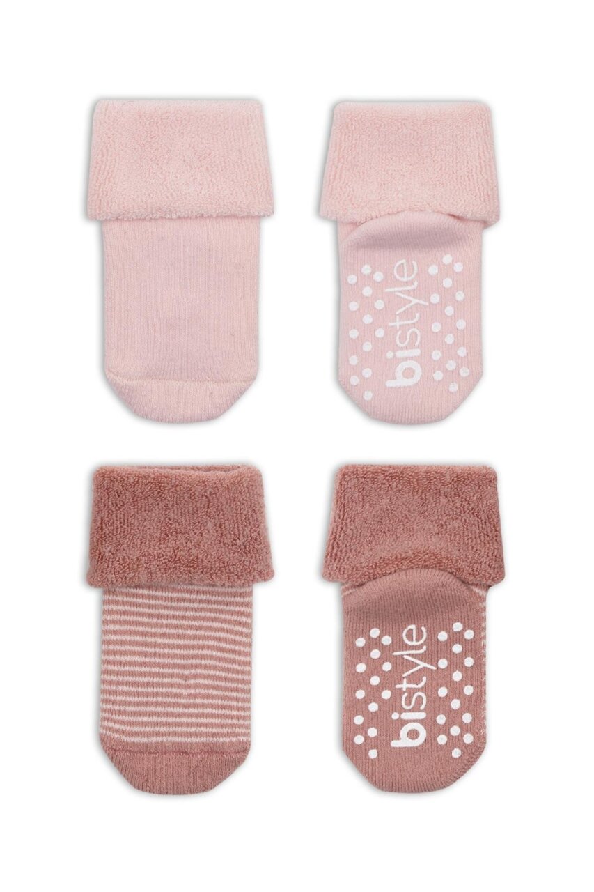 جوارب كاحل دائرية مانعة للانزلاق من بيستايل، عبوة من قطعتين، لون وردي بودرة، 10503 - 2