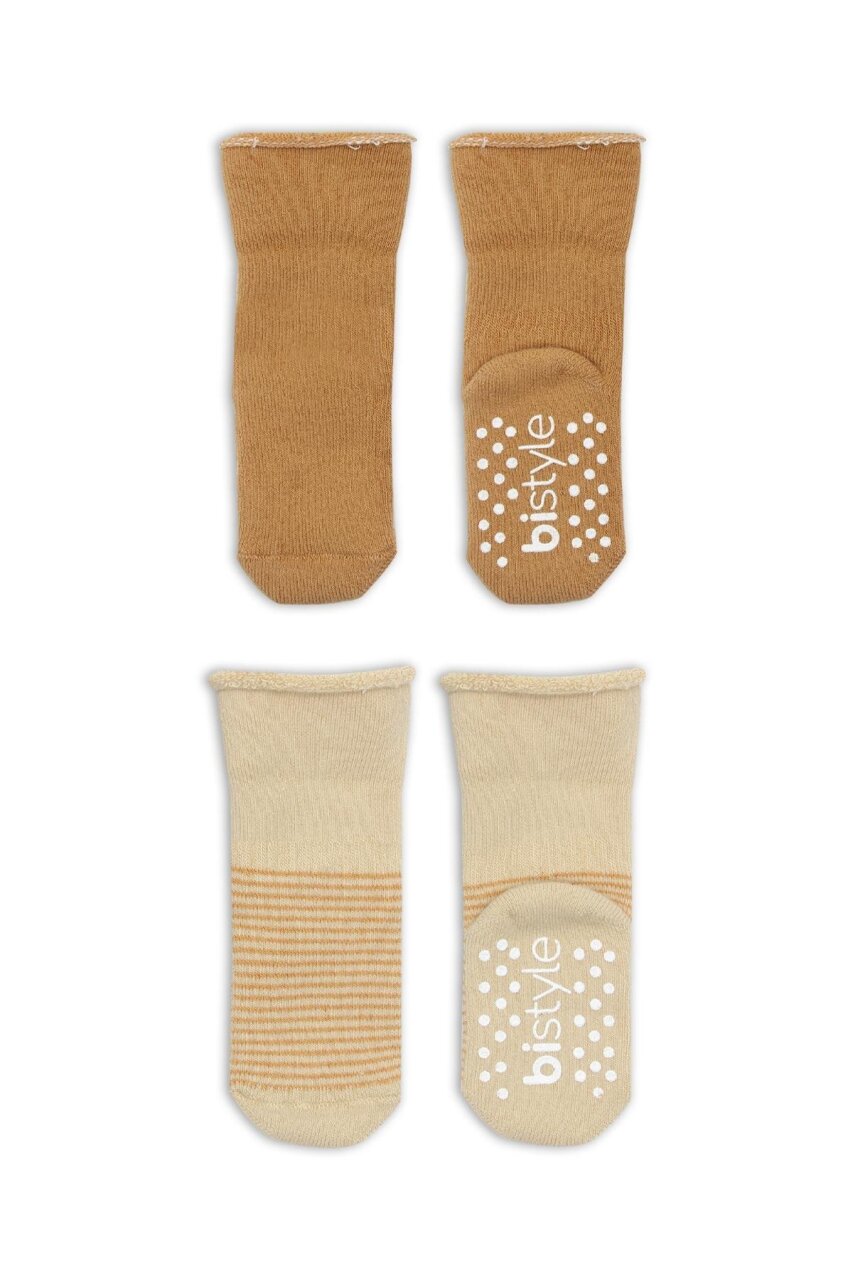 جوارب كاحل من بيستايل غير قابلة للانزلاق مع دائرة، عبوة من قطعتين، لون بيج-خردلي، 10503 - 3