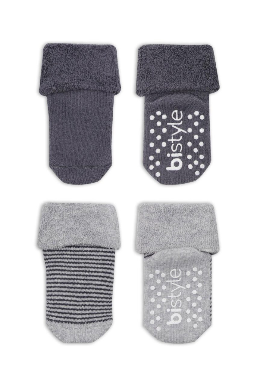 جوارب كاحل دائرية مانعة للانزلاق من بيستايل، عبوة من قطعتين، 10503 رمادي-أنثراسيت - 2