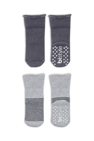 جوارب كاحل دائرية مانعة للانزلاق من بيستايل، عبوة من قطعتين، 10503 رمادي-أنثراسيت - 3