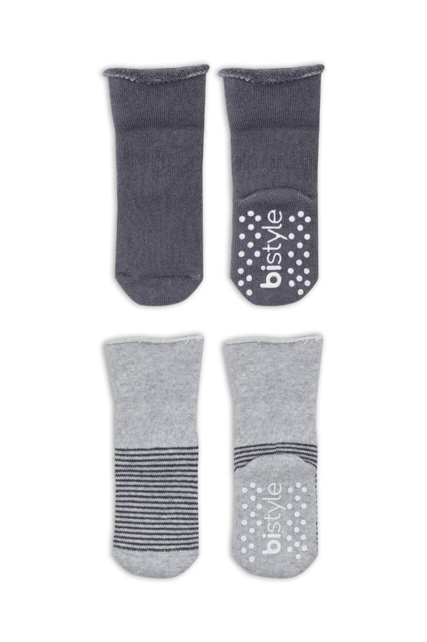 جوارب كاحل دائرية مانعة للانزلاق من بيستايل، عبوة من قطعتين، 10503 رمادي-أنثراسيت - 3
