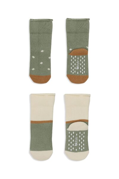 جوارب كاحل منفوشة غير قابلة للانزلاق منقطة ثنائية النمط، عبوة من قطعتين BS10502 Nil - 3