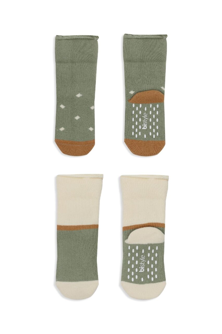 جوارب كاحل منفوشة غير قابلة للانزلاق منقطة ثنائية النمط، عبوة من قطعتين BS10502 Nil - 3