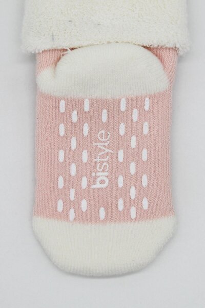 جوارب كاحل منفوشة غير قابلة للانزلاق منقطة ثنائية النمط، عبوة من قطعتين BS10502 وردي بودرة - 5