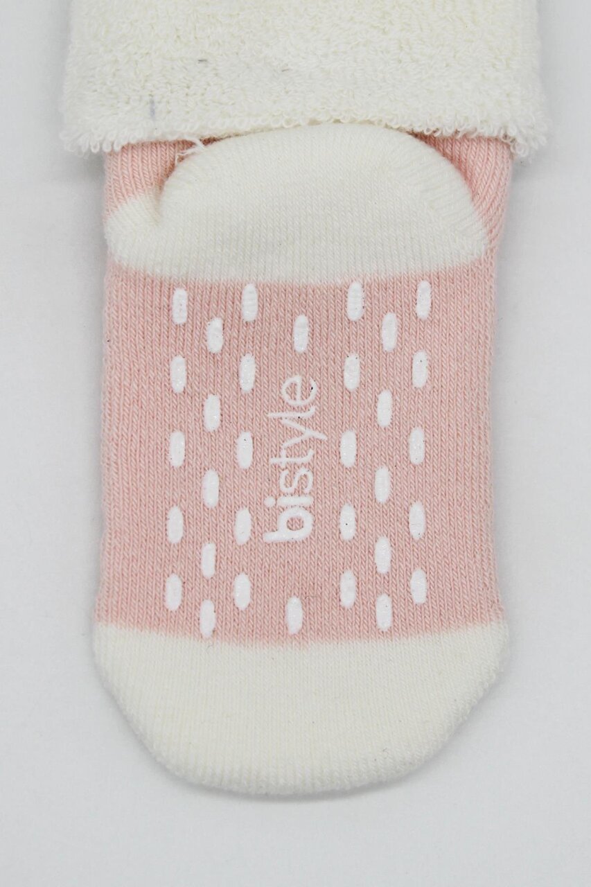 جوارب كاحل منفوشة غير قابلة للانزلاق منقطة ثنائية النمط، عبوة من قطعتين BS10502 وردي بودرة - 5