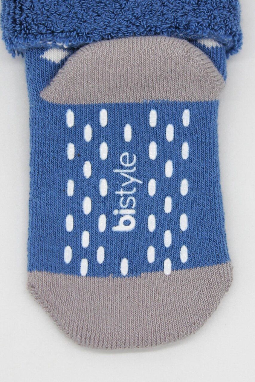 جوارب كاحل منفوشة غير قابلة للانزلاق من Bistyle منقطة، عبوة من قطعتين BS10502، رمادي نيلي - 5