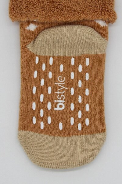 جوارب كاحل منفوشة غير قابلة للانزلاق منقطة ثنائية النمط، عبوة من قطعتين BS10502، لون خردل - 5