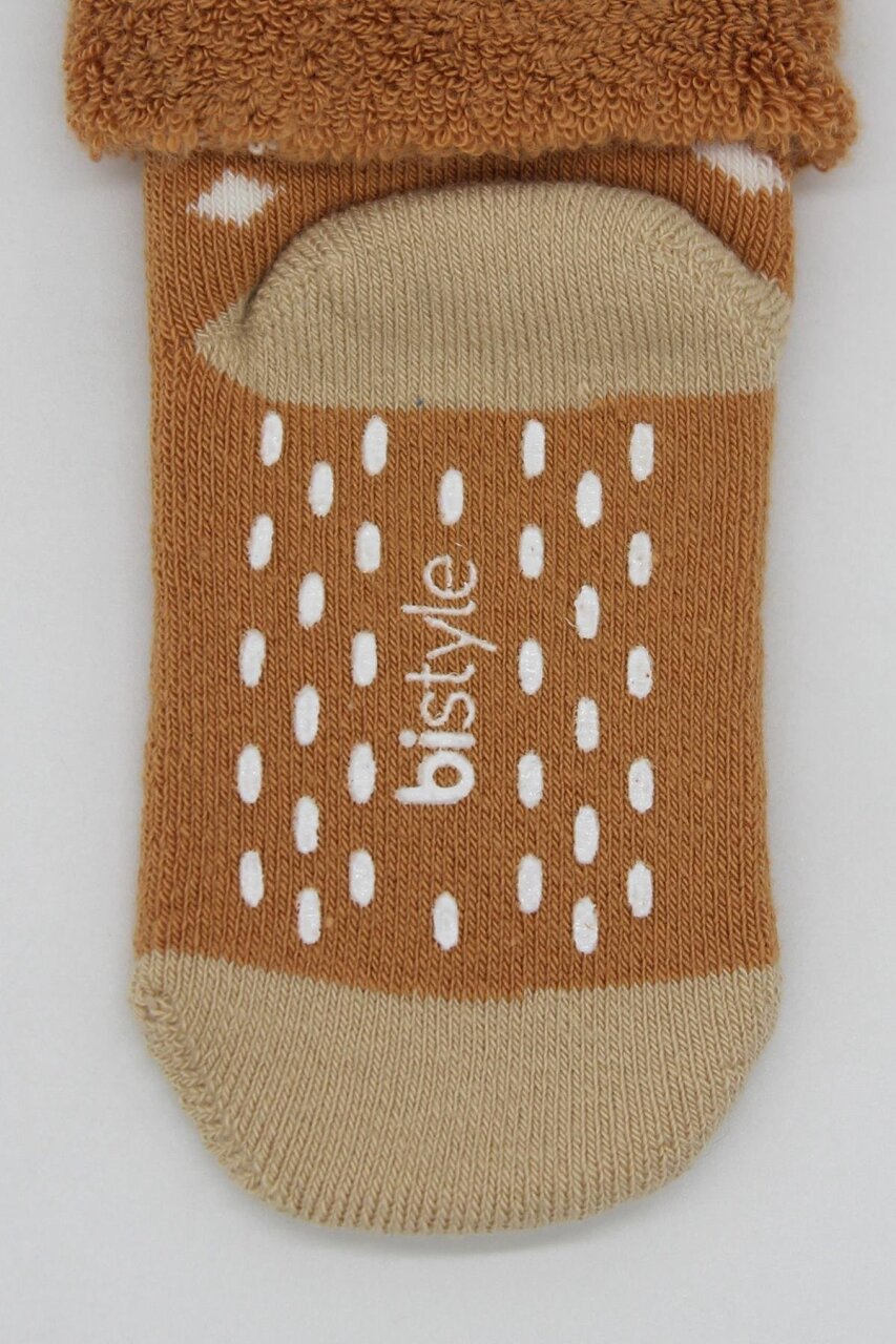 جوارب كاحل منفوشة غير قابلة للانزلاق منقطة ثنائية النمط، عبوة من قطعتين BS10502، لون خردل - 5