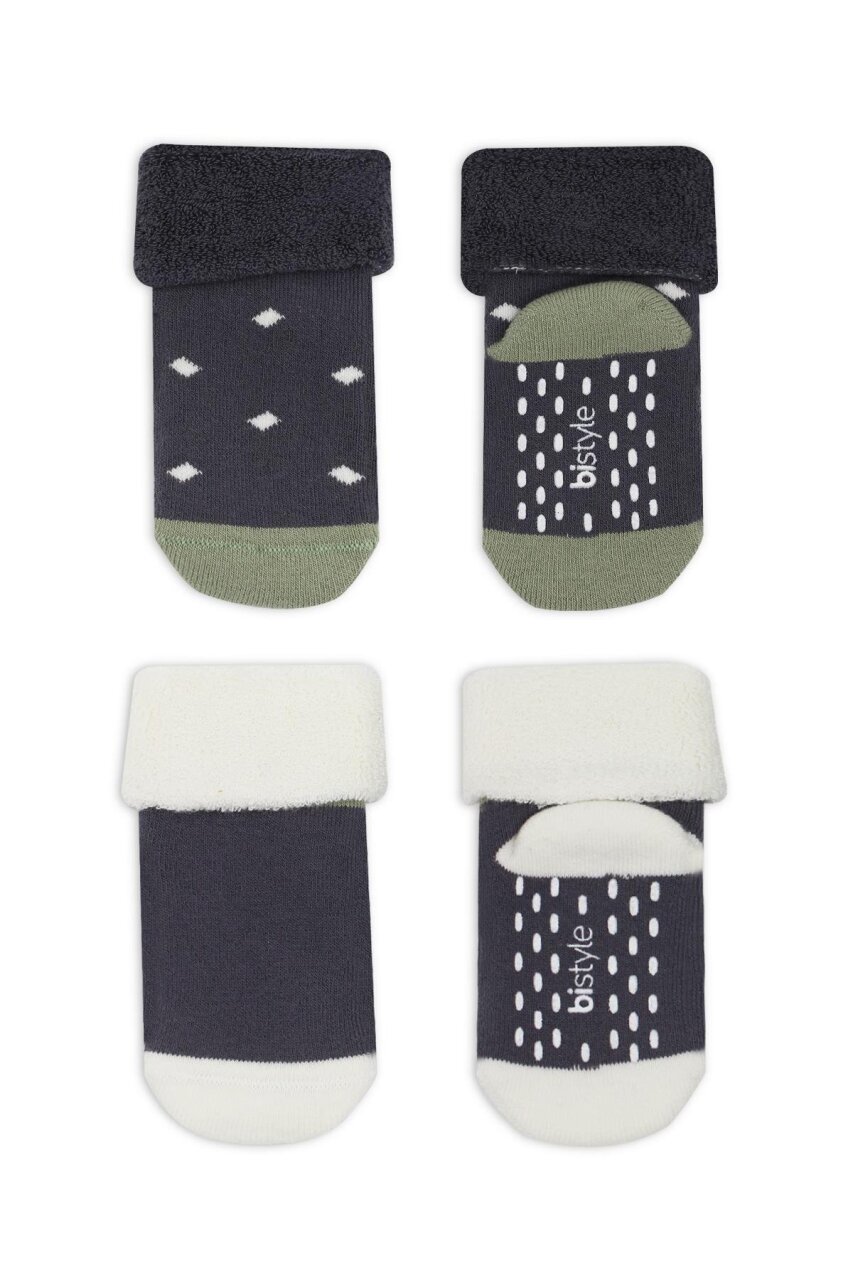 جوارب كاحل منفوشة غير قابلة للانزلاق من Bistyle منقطة، عبوة من قطعتين BS10502 أنثراسايت - 2